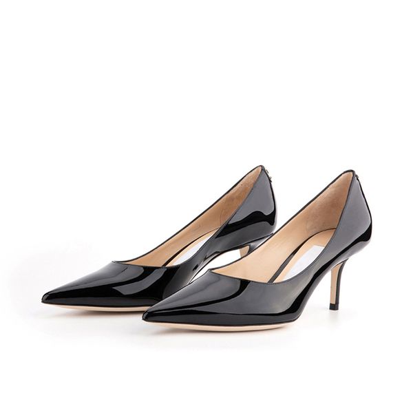 Ünlü yaz sandalet kadınlar kıdemli aşk 65 mm pompalar İtalyan güzel sivri ayak parmakları siyah çıplak deri tasarımcı zarif gece elbise sandalet yüksek topuklu ayakkabılar 35-43
