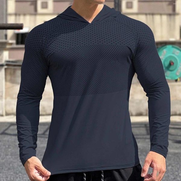 Felpe con cappuccio da uomo Fitness Outdoor Running Autunno Abiti a maniche lunghe Maglione con cappuccio sottile Grande e alto per uomo T-shirt da uomo