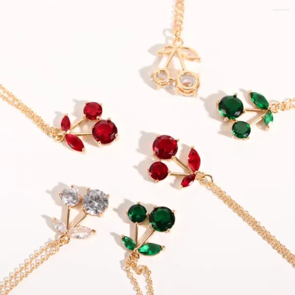 Ожерелья с подвесками, милое романтическое ожерелье с листьями вишни, ожерелье со стразами, медное золотое колье для девочек, женские ювелирные изделия, подарок