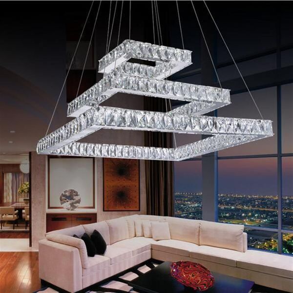 Moderne LED-Kristall-Kronleuchter-Lampe, rechteckig, K9-Kristalle, Pendelleuchte, Hängeleuchte, Innenbeleuchtung, Hängeleuchte, suspend222H
