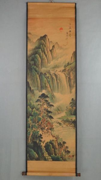 Chinesische alte antike Handgemälderolle von ZHANGDAQIAN Landscape5561423