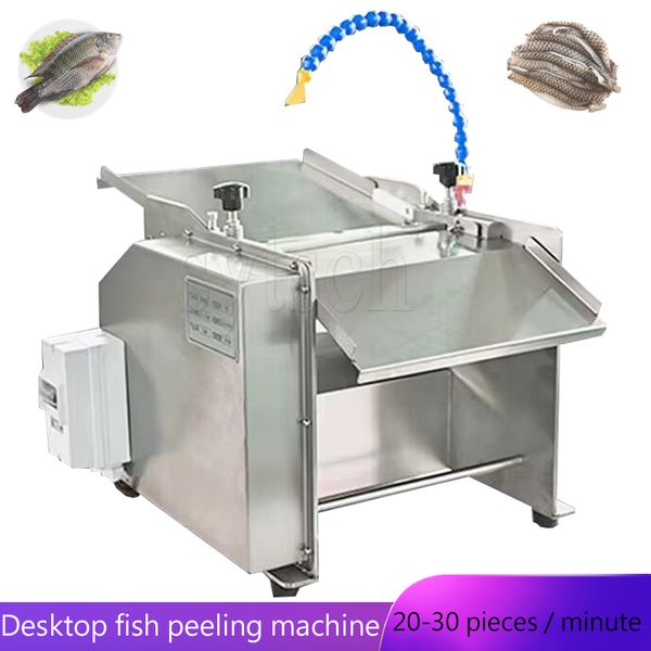 Vollautomatische Desktop-Fischhaut-Entfernungsmaschine Tilapia-Hautschälmaschine Fischfleisch-Hauttrenner