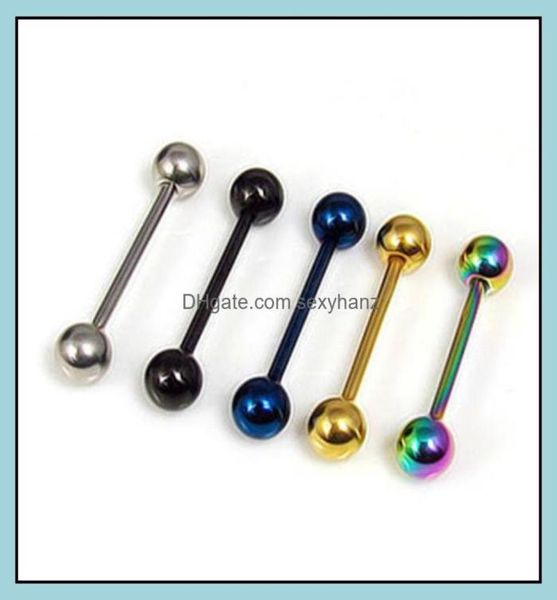 Dil halkaları vücut takılar 316L Paslanmaz çelik piercing kadınlar için barbell parlak metal top piercings bar sevimli dzrse3524587