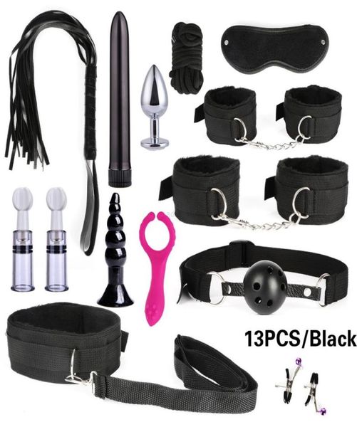 Sex Spielzeug Für Frau Spiele Für Erwachsene Hand s Peitsche Mund Gag Seil Metall Butt Plug Bdsm Bondage Set Bead anal Plug Vibrator5476181