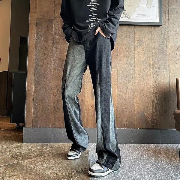 Jeans da uomo 2023 Cyber Y2K Moda Color Block Patchwork Pantaloni slim per uomo Abbigliamento Dritto Coreano Casual Pantaloni lunghi Ropa Hombre