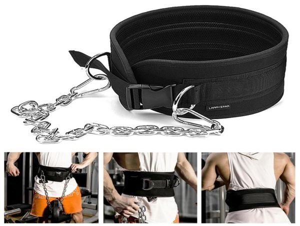 Cintura per sollevamento pesi con cintura per immersione a catena per trazioni al mento Kettlebell Bilanciere Fitness Bodybuilding Palestra 16293323