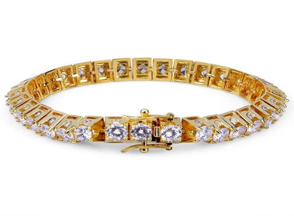 Bracciale da tennis di design in oro 18 carati e oro bianco placcato Hiphop CZ Zirconia Princess Diamond Catene da polso per uomo Hip Hop Rapper Je3677105