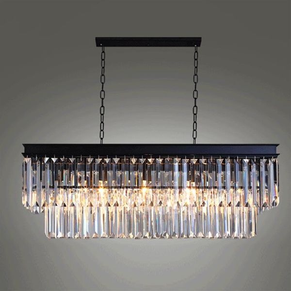 Moderno lustre de cristal retangular iluminação lustres de cristal luminaria de techo hanglamp luminárias para living229d