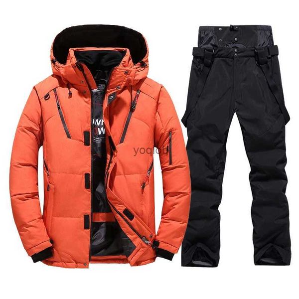 Fatos femininos inverno homens terno de esqui neve para baixo jaqueta e calças para masculino quente impermeável à prova de vento esqui e snowboard ternos masculino para baixo casaco l231213