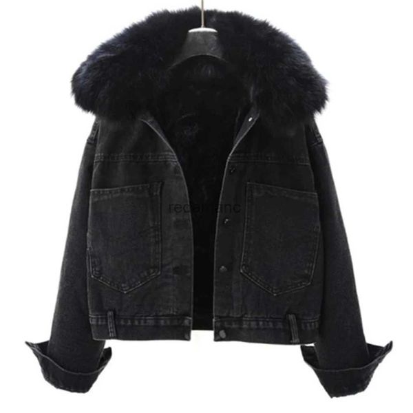 Damenjacken High Street Oberbekleidung verdicken Mantel Hohe Qualität Luxus Design Party Wear Winter Frauen Denim Mantel Jacke Kurz Fuchskragen Warm YQ231213