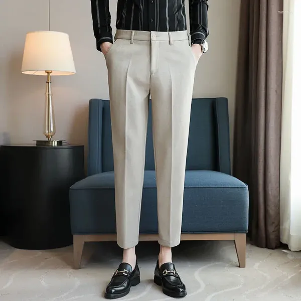 Мужские костюмы 2023 зимние толстые брюки мужчина повседневная прямая драпировка Крепская классическая модная бизнес шерстяная ткань Формальные брюки мужчины Z12