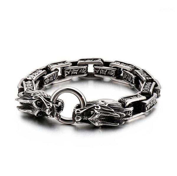 Charme Pulseiras 220mm Punk Animal Dragão Pulseira Homens Caixa de Aço Inoxidável Corrente Armband Acessórios de Jóias 202113776826