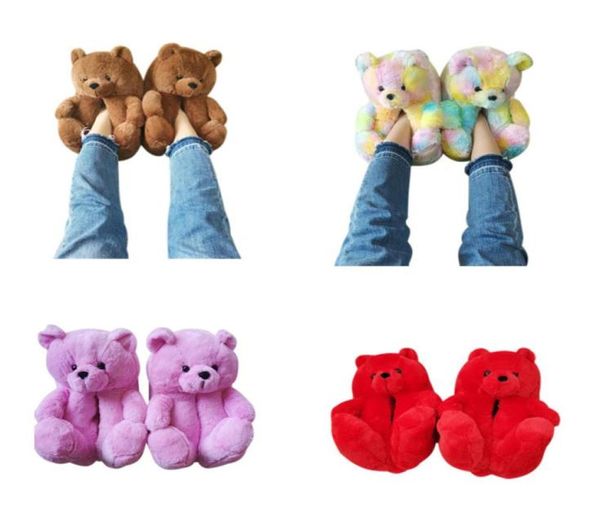 Scarpe da casa calde invernali da donna pantofole in peluche con orso antiscivolo morbide per la casa da donna per interni simpatico cartone animato divertente Kigurumi6657900