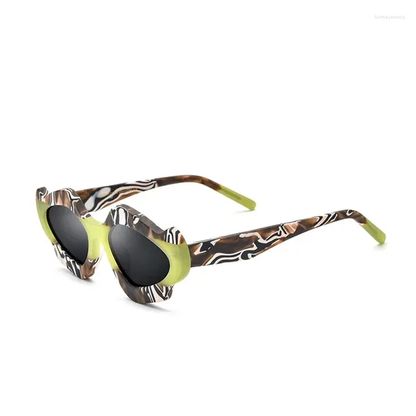 Occhiali da sole INS Style Cat Eye Men Shades High Street Patchwork Montature marroni Occhiali da vista in acetato opaco artigianali realizzati a mano