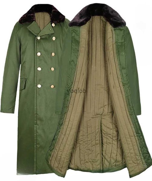 Casaco Masculino De Lã Com Misturas Militares De Inverno Grosso Seção Longa Verde À Prova De Frio Roupas Acolchoadas De Algodão Retro Nordeste Grande Casaco Trench L231213