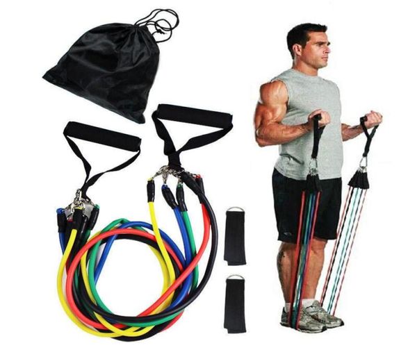 11 pçsset portátil puxar para cima corda fitness ginásio treino exercício resistência cinto faixas de estiramento leve corda de tensão elástica h1564717