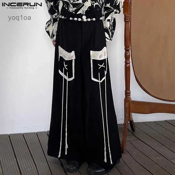 Männer Hosen 2023 Koreanischen Stil Neue männer Hosen Taste DrAWstring Design Röcke Hosen Casual Straße Patchwork Solide Pantalons S-5XLL231210