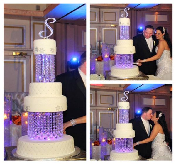 10quot redondo luxo acrílico cristal fios 2 camadas bolo de casamento suporte de decoração de festa6406007