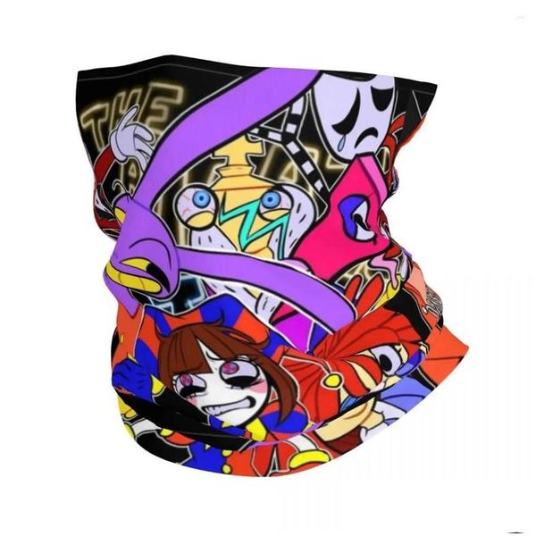 Шарфы Шарфы The Amazing Digital Circus Bandana Neck Gaiter Pomni And Jax Caine Clavas Маска Шарф Mti-Use Велосипедная езда Adt Winter Otxcj