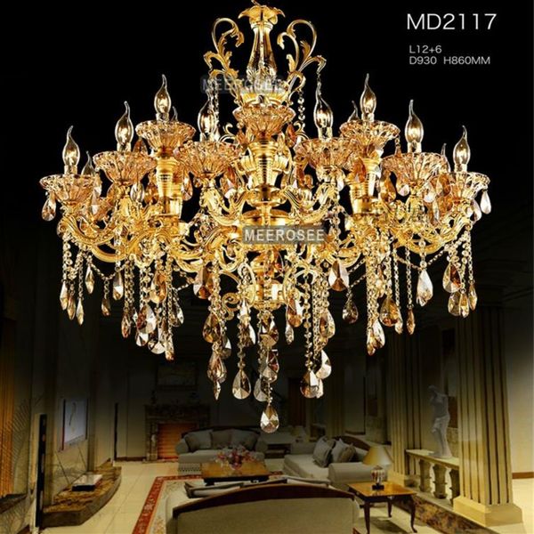 Grande lampadario di cristallo dorato Apparecchio di illuminazione Big Cristal Lustres Lussuosa lampada a sospensione per el Project Fast 252m