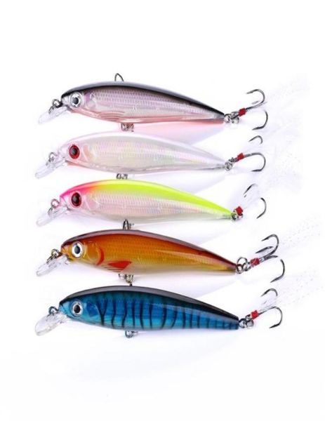 Hengjia 100pcs Marca Top Grade Luminosa Minnow wobbler isca de pesca 11CM 14g conjunto de isca dura de plástico Ganchos de penas e pesca de carpa 5366880