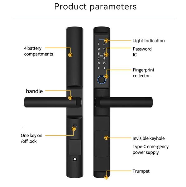 Türschlösser Wasserdicht Tuya Wifi Fingerabdruck Runder Griff Electron Smart Sliding Card Code Lock für Aluminium Glas Push Pull 231212