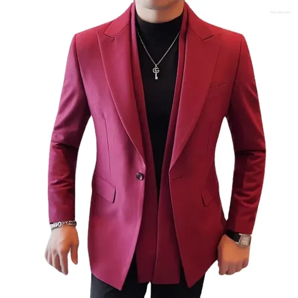 Ternos masculinos 2023 homens gola dupla terno jaqueta preto/vermelho moda negócios casamento baile festa smoking blazers fino ajuste casacos