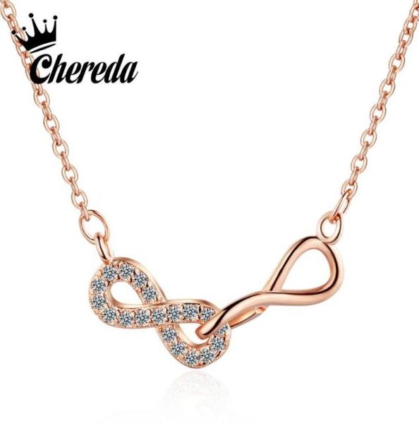 Colares Pingente Chereda Brilhante Zircão Cúbico Infinito Colar Cadeia Gargantilha Femme Rose Gold Coleiras Mulheres Amante Moda Jewelr7234444