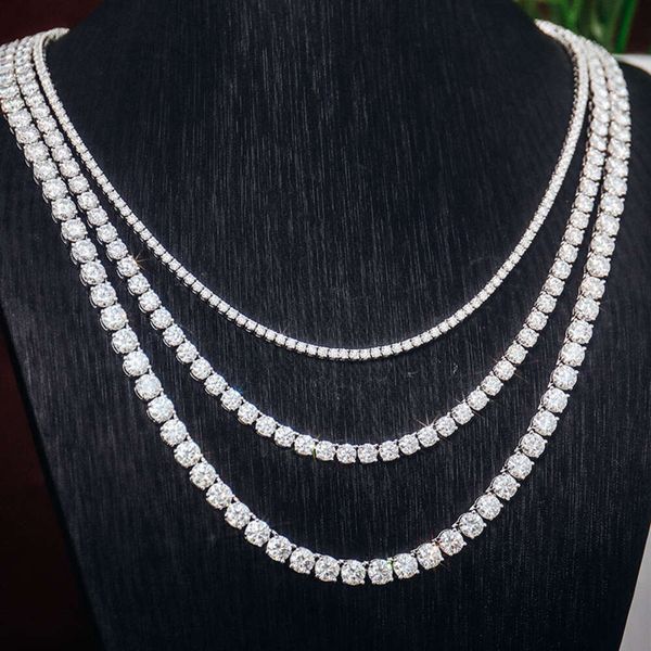 colar cadeia de moissanita Best Seller 4mm Tennis Chains com Icened VVS Diamond Solid 10k 14k 18k Jóias de prata de ouro