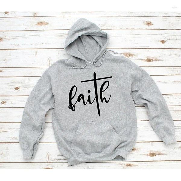 Hoodies masculinos 2023 Est Faith Letters Imprimir Roupas Cristãs Religiosas Primavera e Outono Algodão Com Capuz Top Moletom