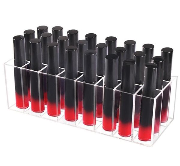 Porta lucida di lucidalabbra acrilica 24 slot per rossetto per rossetto Stendina di stoccaggio vano box cosmetico Organizzatore di stoccaggio desktop Case9900146