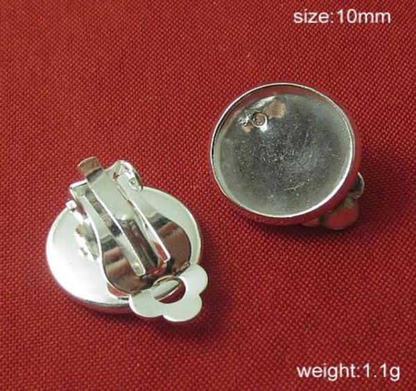 Beadsnice Messing-Clip-Ohrring-Komponenten, Basisdurchmesser 10 mm, Clip-Ohrring-Basis für die Schmuckherstellung, bleisicheres Nickel, ID97074376826