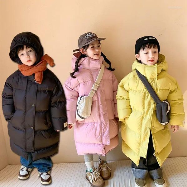 Down Palto Kızlar Kış Yastıklı Ceket Çocuklar Uzun Kize Koreli Kalınlaştırılmış Katlar Çocuklar Sıcak Hooded Parkas