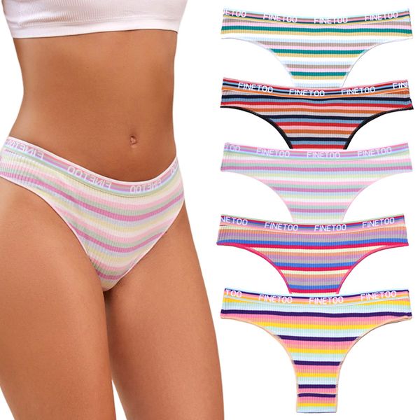 Frauen Streifen Höschen Baumwolle Bunte Slips S-XL Low-Rise Unterwäsche Weibliche Bequeme Unterhose Brief Weiche