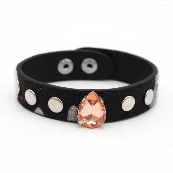 Charme pulseiras moda leopardo mulheres casal cristal pulseira de couro feminino meninas pulso jóias presentes atacado