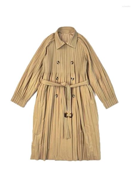 Trench coat feminino tricolor casaco moda casual atmosfera confortável e versátil 2024 outono inverno 1124
