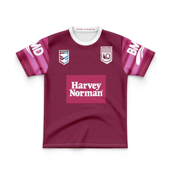 2023 2024 Maglia da rugby per bambini Queensland Maroons Jersey Ragazzi Ragazze Casa Lontano Maglia da esterno T-shirt per bambini