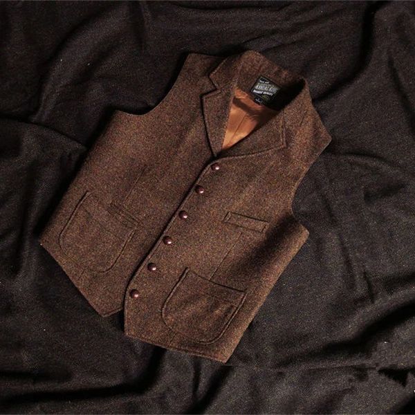 Coletes masculinos colete colete steampunk jaqueta marrom para homens formal vapor punk lã tweed terno roupas masculinas 231212