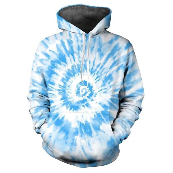 Felpe con cappuccio da uomo Felpe unisex divertente 3D colorato tie dye stampa manica lunga uomo donna pullover felpa 231213