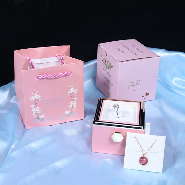 Überraschungs-Schmuck-Geschenkboxen, ewige Rose, drehbare Aufbewahrungsbox für Halskette, Ring, Liebhaber, Geburtstag, Jahrestag, Hochzeit, Valentinstag. Schlagen Sie eine Schmuckverpackung vor