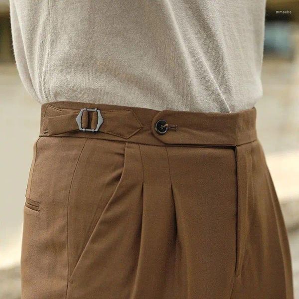 Ternos masculinos terno calças de alta qualidade cor pura fino ajuste calças formais moda casual roupas vestido comprimento total h64