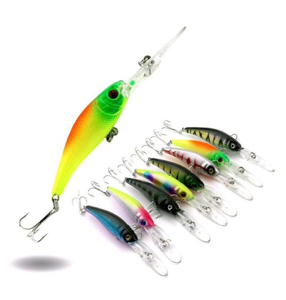 Hengjia Yeni Parlak Renkli Lazer Minnow Balıkçılık Lures Hook 105cm 78G 3D Gözler Plastik Sert Lure1362005