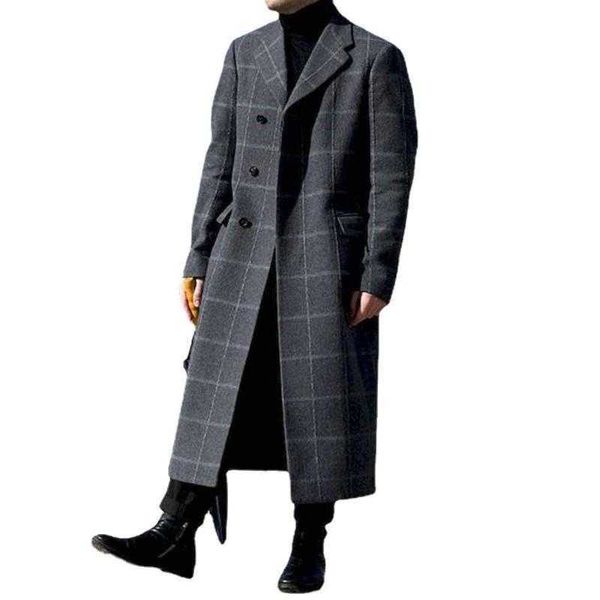 Herren Wollmischungen Herren Wolle Herren Trenchcoat Lange Jacke Outwear Formelle Büroarbeit Lässige Peacoat