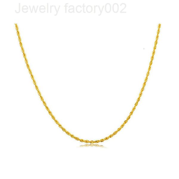 18k real sólido torcido link corda correntes de ouro gargantilha colar para jóias femininas