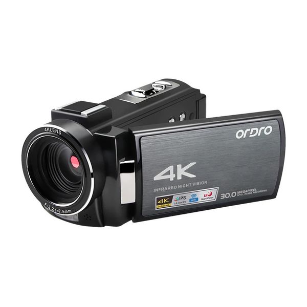 Câmeras de vídeo de ação esportiva 4K UHD Filmadora profissional Ordro AE8 Câmera Vlogging Gravador de filmagem com WIFI IR Night Vision Digital Zoom 231212