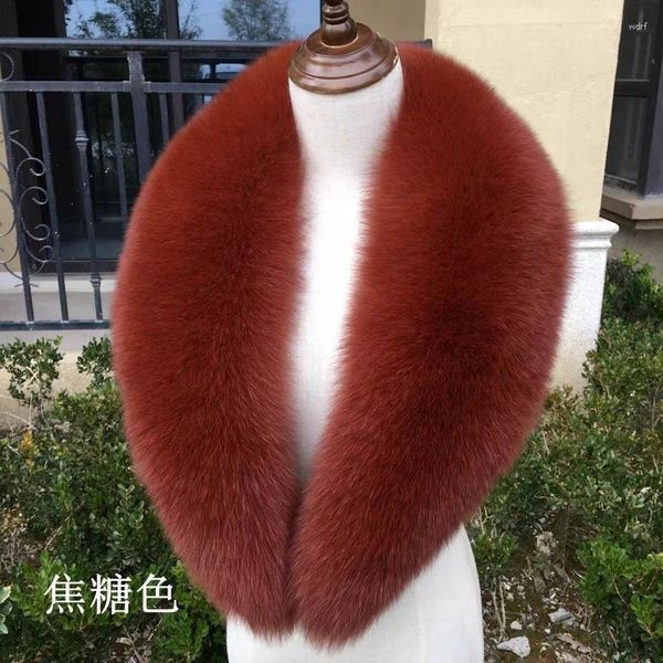 Eşarplar kadınlar için gerçek kürk yaka kış sıcak boyun doğal eşarp erkekler büyük boyutlu paltolar aksesuar lüks şal