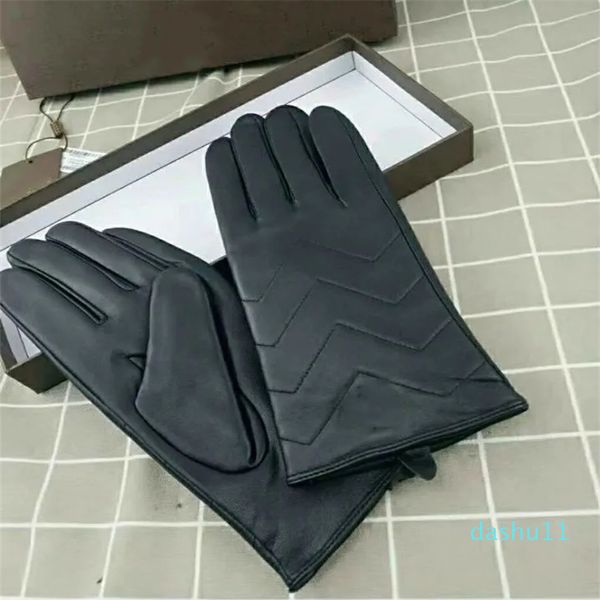 guanti in pelle firmati di marca e lana touch screen pelo di coniglio resistente al freddo dita di pelle di pecora calde senza scatola