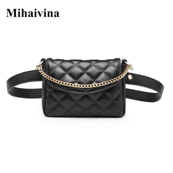Bel çantaları Mihaivina kadın çanta moda kadın kemer zinciri para fany paketi pu deri yüksek pantolon307f