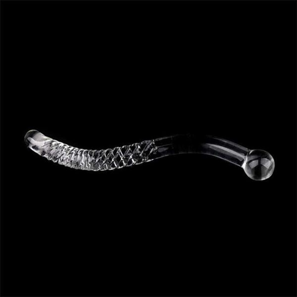 Vibratoren Big Long Double Bead Kristallglasdildo Fake Penis Anal Butt Plug Vagina Clit 1120