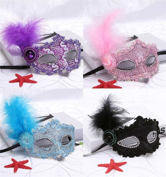 Venezia Piume Maschere Mascherate Cappello Cosplay Mezza faccia Occhio Principessa Halloween Festivi Costumi veneziani Carnevale Pasqua Danza Discoteca Matrimonio Compleanno Esegui